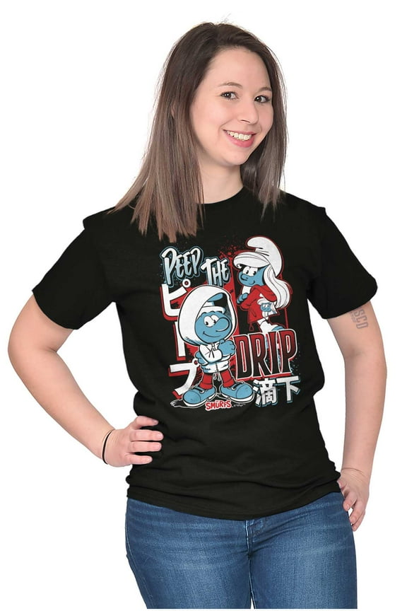 The Smurfs Kanji Peep The Drip Men's Graphic T Shirt Tees Brisco Brands L