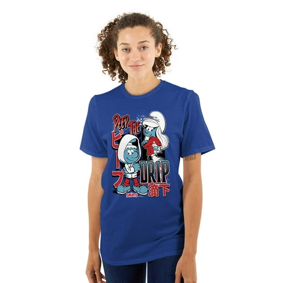 The Smurfs Kanji Peep The Drip Men's Graphic T Shirt Tees Brisco Brands S
