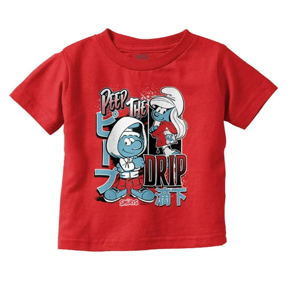 The Smurfs Kanji Peep The Drip Toddler Boy Girl T Shirt Infant Toddler Brisco Brands 2T