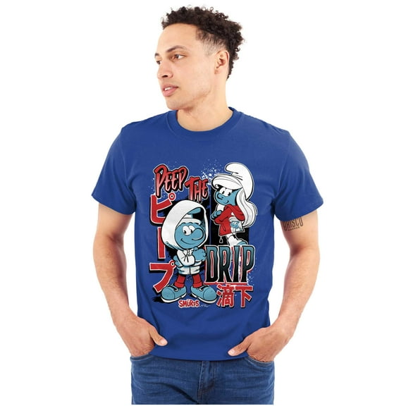 The Smurfs Kanji Peep The Drip Unisex Plus Size Graphic Tee Brisco Brands 2X