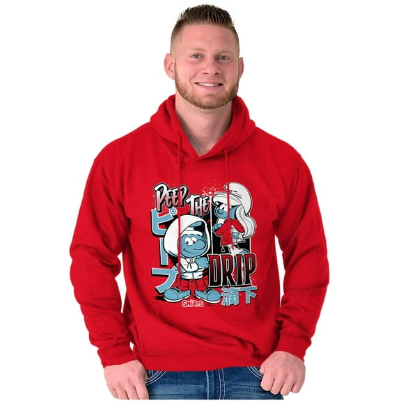 The Smurfs Kanji Peep The Drip Unisex Plus Size Hoodie Brisco Brands 3X