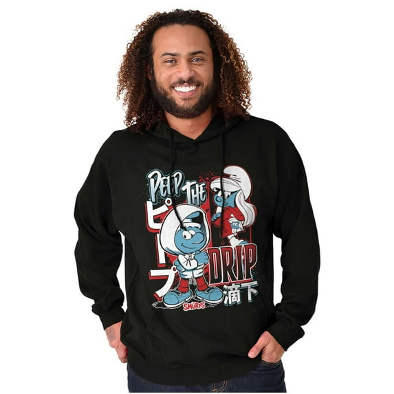 The Smurfs Kanji Peep The Drip Unisex Plus Size Hoodie Brisco Brands 3X