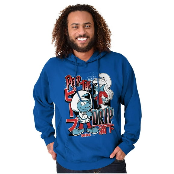 The Smurfs Kanji Peep The Drip Unisex Plus Size Hoodie Brisco Brands 4X