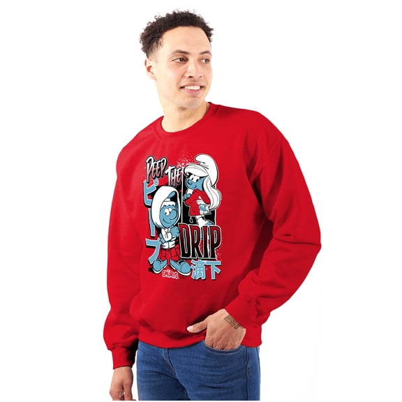 The Smurfs Kanji Peep The Drip Unisex Plus Size Sweatshirt Brisco Brands 2X
