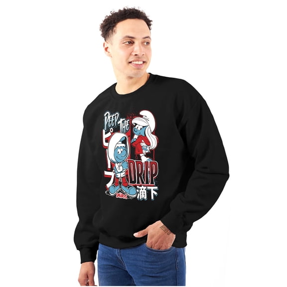 The Smurfs Kanji Peep The Drip Unisex Plus Size Sweatshirt Brisco Brands 3X