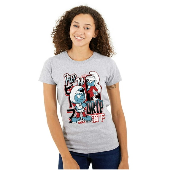 The Smurfs Kanji Peep The Drip Women's T Shirt Ladies Tee Brisco Brands L