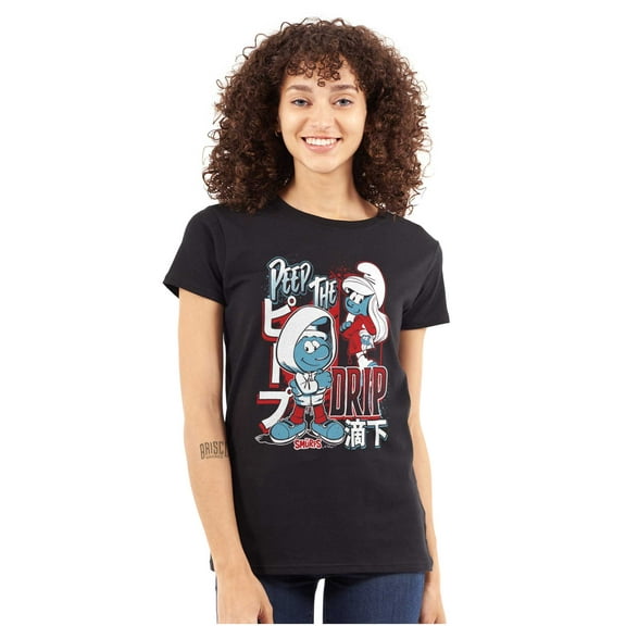The Smurfs Kanji Peep The Drip Women's T Shirt Ladies Tee Brisco Brands M