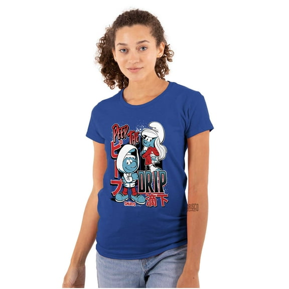 The Smurfs Kanji Peep The Drip Women's T Shirt Ladies Tee Brisco Brands M