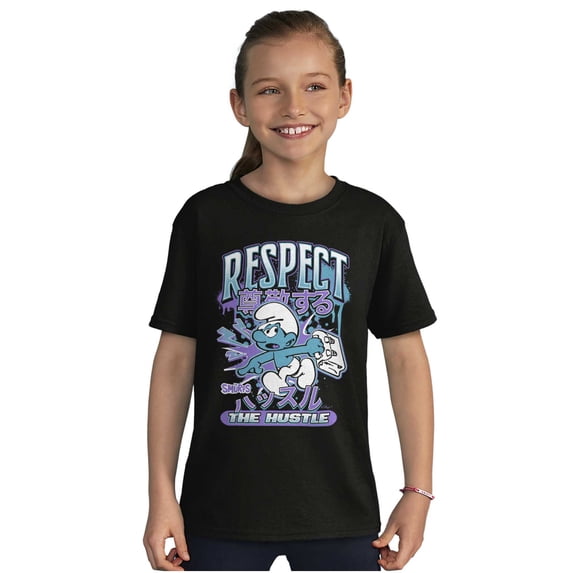 The Smurfs Kanji Respect the Hustle Crewneck T Shirts Boy Girl Teen Brisco Brands X
