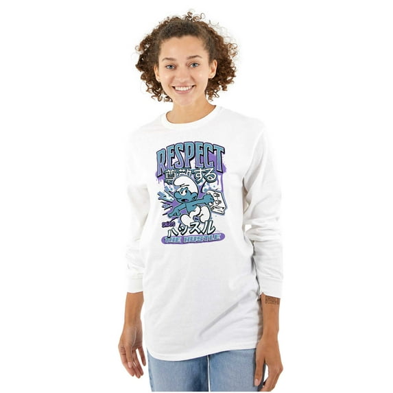 The Smurfs Kanji Respect the Hustle Long Sleeve TShirt Men Women Brisco Brands S