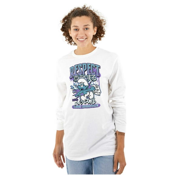 The Smurfs Kanji Respect the Hustle Long Sleeve TShirt Men Women Brisco Brands S