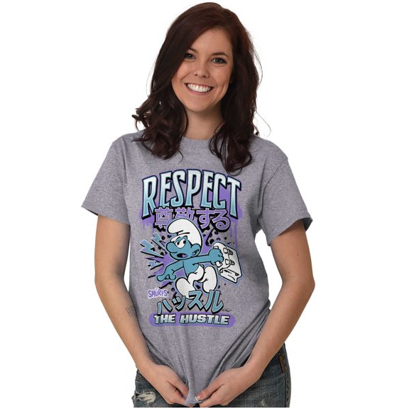 The Smurfs Kanji Respect the Hustle Men's Graphic T Shirt Tees Brisco Brands L
