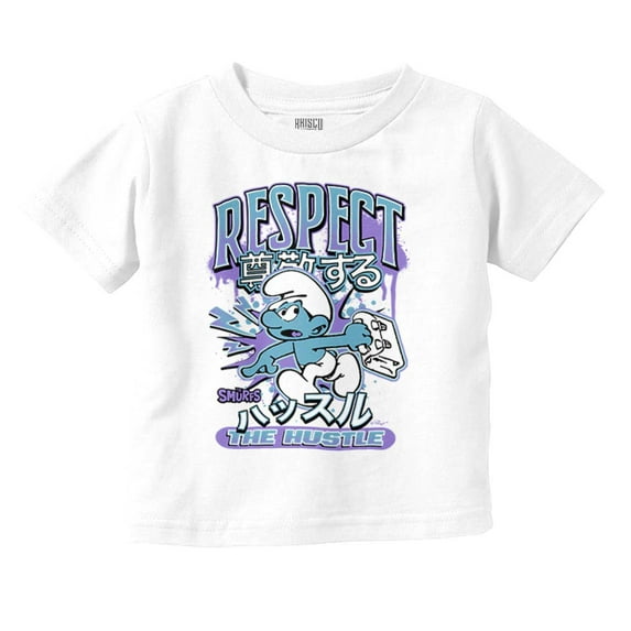 The Smurfs Kanji Respect the Hustle Toddler Boy Girl T Shirt Infant Toddler Brisco Brands 6M