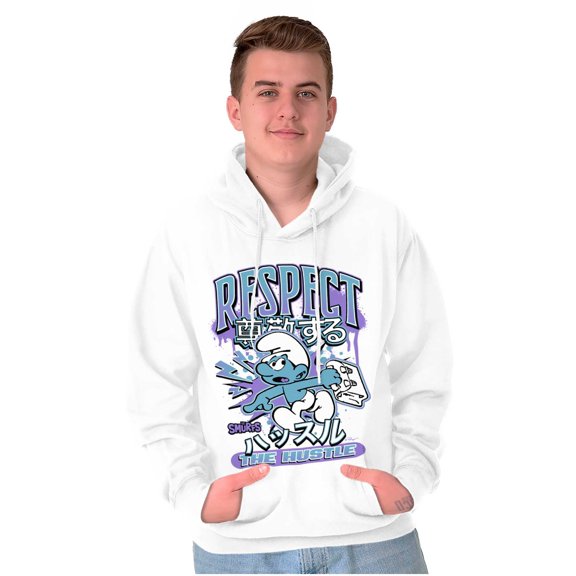 The Smurfs Kanji Respect the Hustle Unisex Plus Size Hoodie Brisco Brands 2X