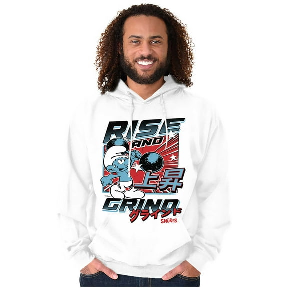 The Smurfs Kanji Rise and Grind Men Big & Tall Graphic Hoodie Brisco Brands 2X