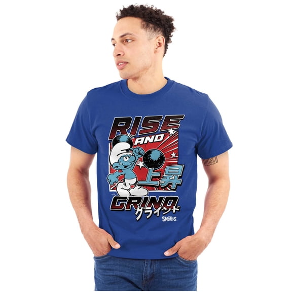 The Smurfs Kanji Rise and Grind Men Big & Tall Graphic Tee Brisco Brands 3X