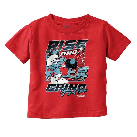 The Smurfs Kanji Rise and Grind Youth T Shirt Tee Boys Infant Toddler Brisco Brands 24M
