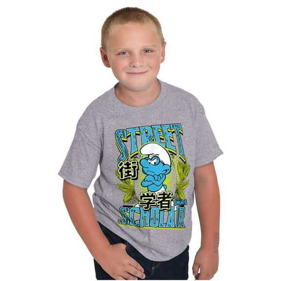 The Smurfs Kanji Street Scholar Boys Kids T Shirt Tees Tops Teen Brisco Brands L