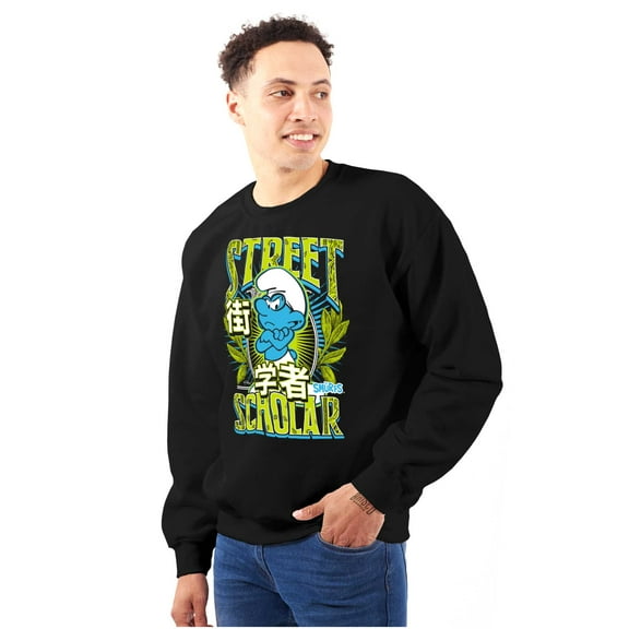 The Smurfs Kanji Street Scholar Men's Crewneck Sweatshirt Brisco Brands S