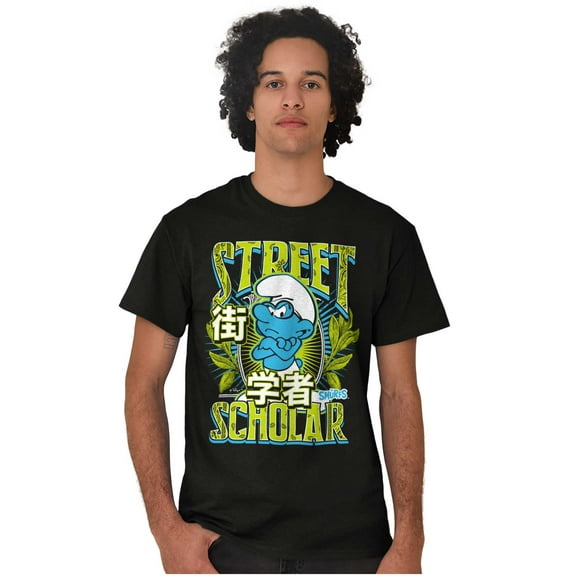 The Smurfs Kanji Street Scholar Men's Graphic T Shirt Tees Brisco Brands X