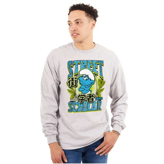 The Smurfs Kanji Street Scholar Men's Long Sleeve Tee T Shirt Brisco Brands L