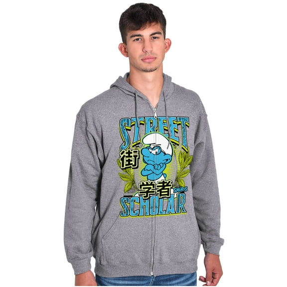 The Smurfs Kanji Street Scholar Zip Hoodie Sweatshirt Men Brisco Brands S