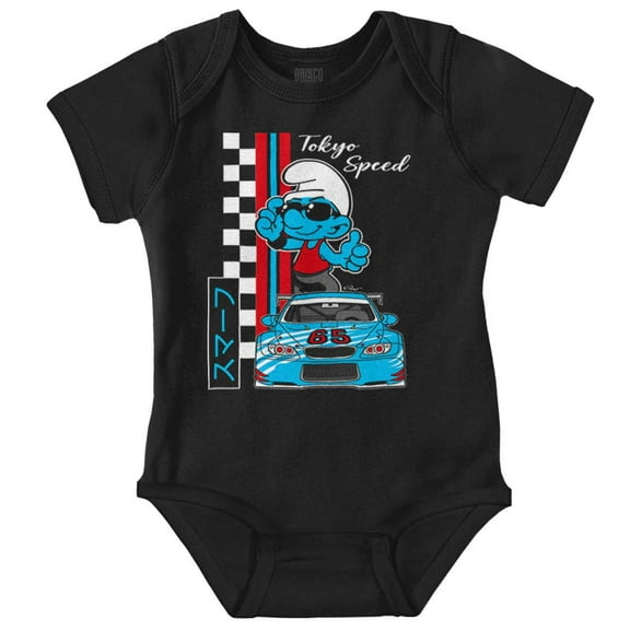 The Smurfs Kanji Tokyo Speed Racecar Bodysuit Jumper Boys Infant Baby Brisco Brands NB