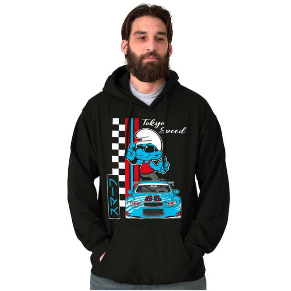 The Smurfs Kanji Tokyo Speed Racecar Hoodie Hooded Sweatshirt Men Brisco Brands S