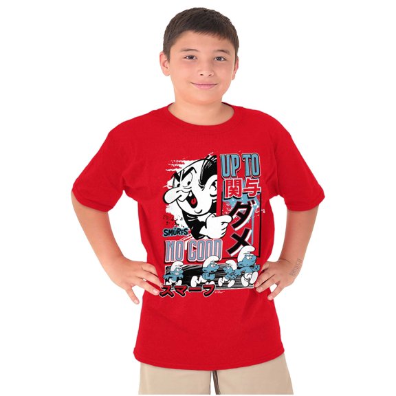 The Smurfs Kanji Up To No Good Boys Kids T Shirt Tees Tops Teen Brisco Brands L
