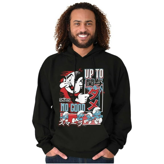 The Smurfs Kanji Up To No Good Hoodie Hooded Sweatshirt Men Brisco Brands M
