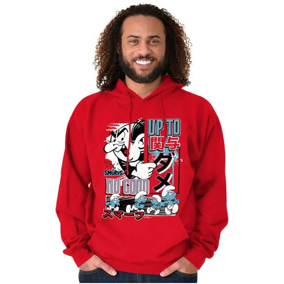 The Smurfs Kanji Up To No Good Hoodie Hooded Sweatshirt Men Brisco Brands M
