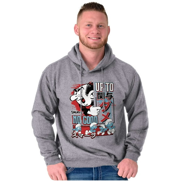 The Smurfs Kanji Up To No Good Men Big & Tall Graphic Hoodie Brisco Brands 4X