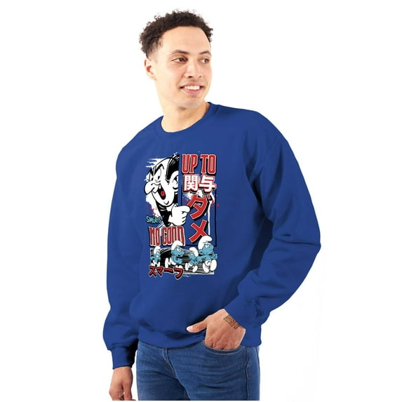 The Smurfs Kanji Up To No Good Men Big & Tall Sweatshirt Brisco Brands 5X