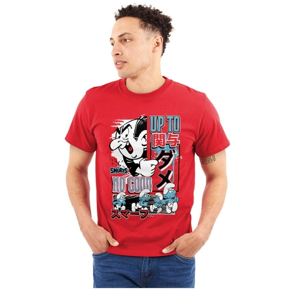 The Smurfs Kanji Up To No Good Men's Graphic T Shirt Tees Brisco Brands L