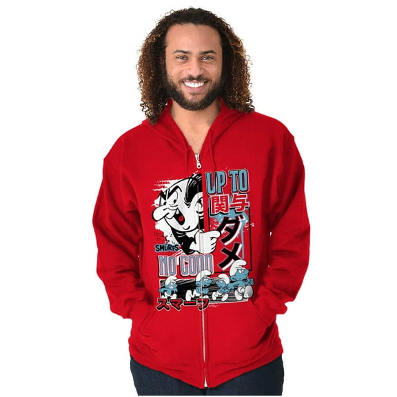 The Smurfs Kanji Up To No Good Zip Hoodie Sweatshirt Men Brisco Brands M