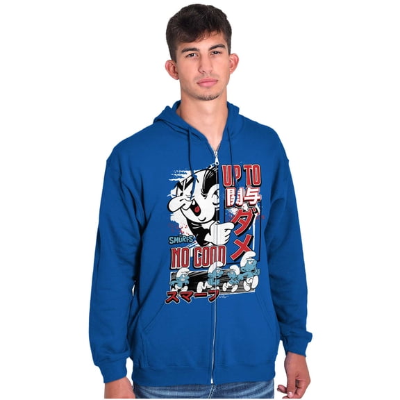 The Smurfs Kanji Up To No Good Zip Hoodie Sweatshirt Men Brisco Brands X