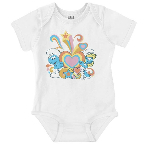 The Smurfs Love Heart Rainbows Bodysuit Jumper Girls Infant Baby Brisco Brands NB