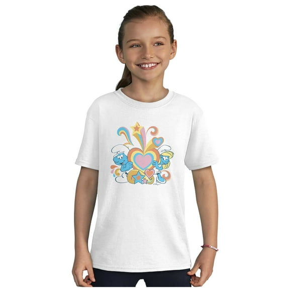 The Smurfs Love Heart Rainbows Girls Kids T Shirt Tees Teen Brisco Brands S
