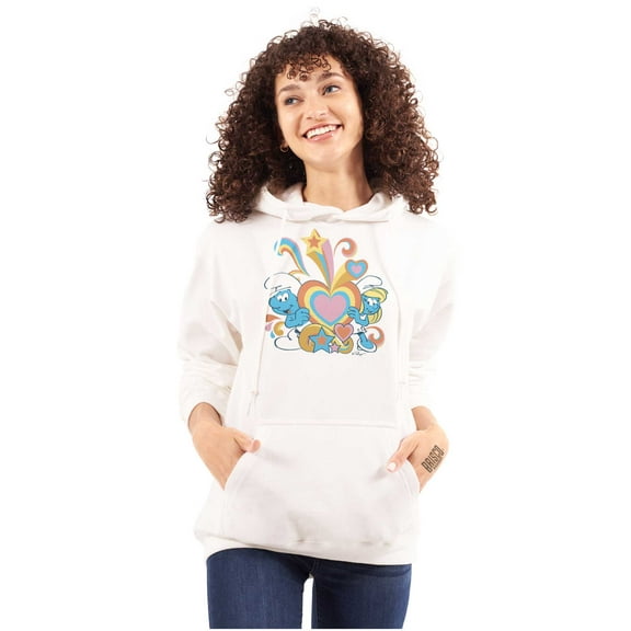 The Smurfs Love Heart Rainbows Hoodie Sweatshirt Women Brisco Brands L