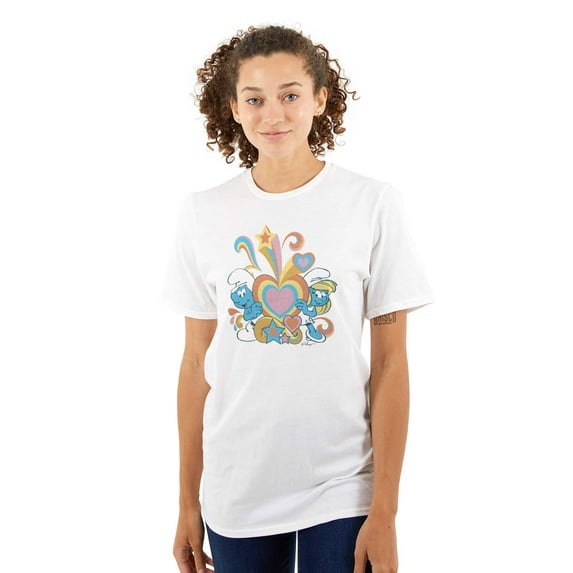 The Smurfs Love Heart Rainbows Women Plus Size Graphic Tee Tees Brisco Brands 3X