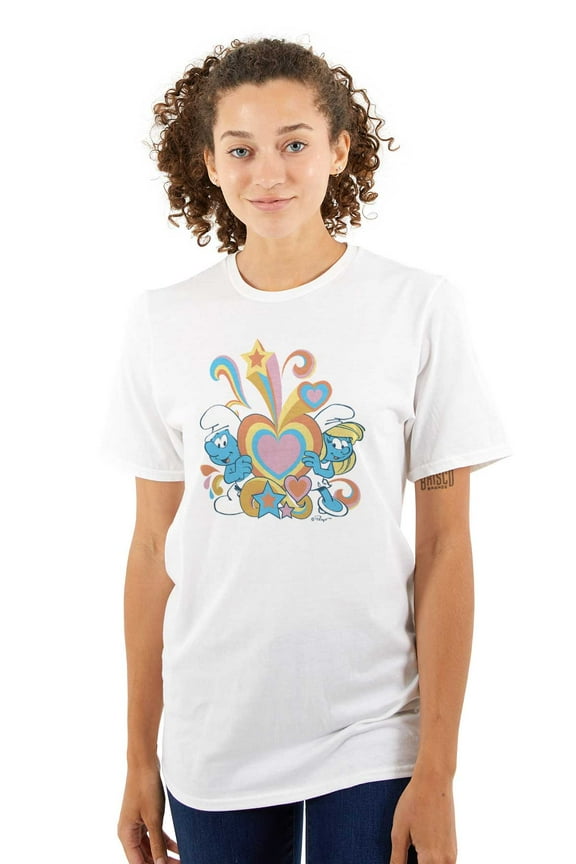 The Smurfs Love Heart Rainbows Women's Graphic T Shirt Tees Brisco Brands S