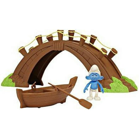 The Smurfs Movie Moments Smurf Village Bridge and Boat Figure Playset