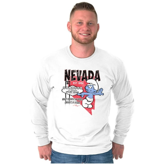 The Smurfs Nevada State NV Cartoon Long Sleeve TShirt Men Women Brisco Brands S