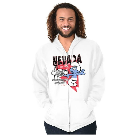 The Smurfs Nevada State NV Cartoon Zip Up Hoodie Men's Women's Brisco Brands S