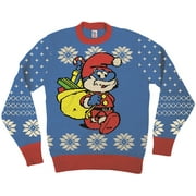 JUNK FOOD CLOTHING The Smurfs Papa Smurf As Santa Blue Ugly Christmas Sweater