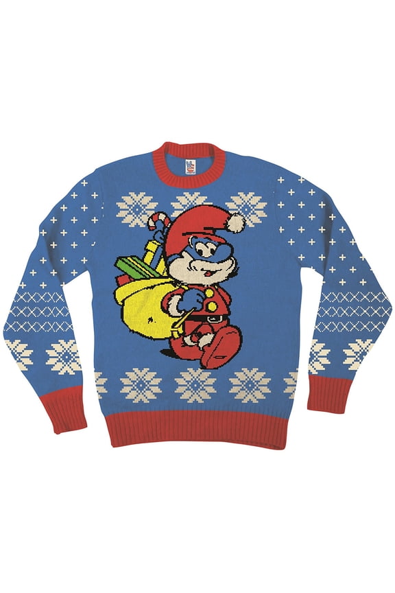 The Smurfs Papa Smurf As Santa Blue Ugly Christmas Sweater