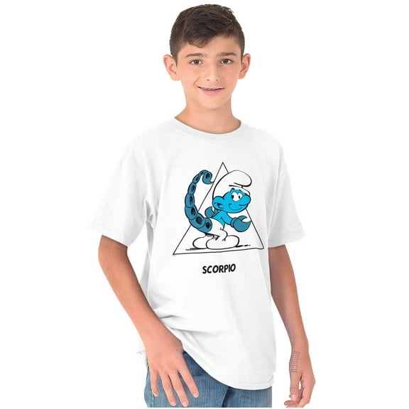 The Smurfs Scorpio Zodiac Sign Crewneck T Shirts Boy Girl Teen Brisco Brands S