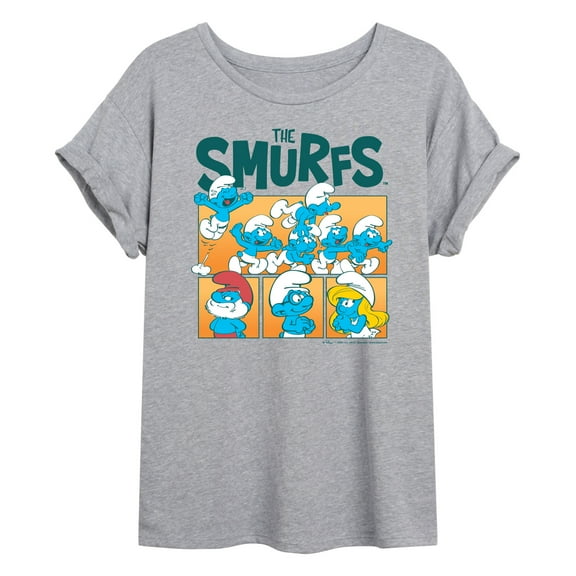 The Smurfs - Smurf Grid - Women's Oversized Graphic T-Shirt