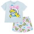 thumbnail image 1 of The Smurfs Smurfette T-Shirt and French Terry Shorts Outfit Set Graffiti Toddler to Big Kid, 1 of 5