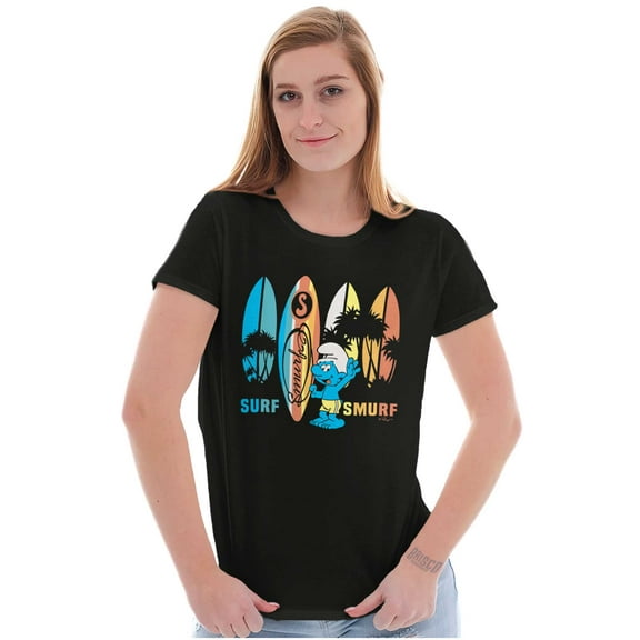 The Smurfs Surf Beach Vacation Women's T Shirt Ladies Tee Brisco Brands S